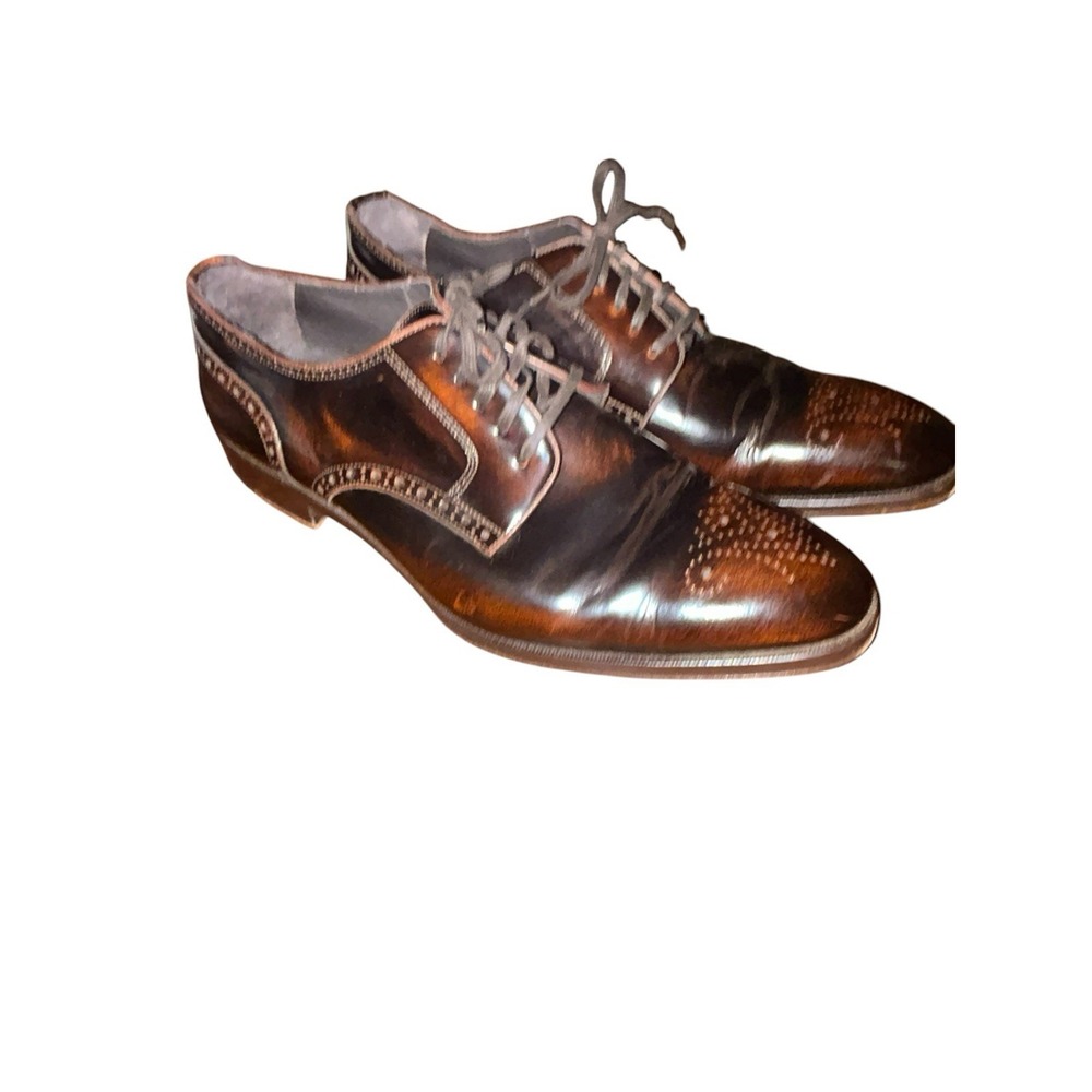 Johnston & Murphy Collection Men's 12 M Derby Shoes Brown Leather Medallion Toe